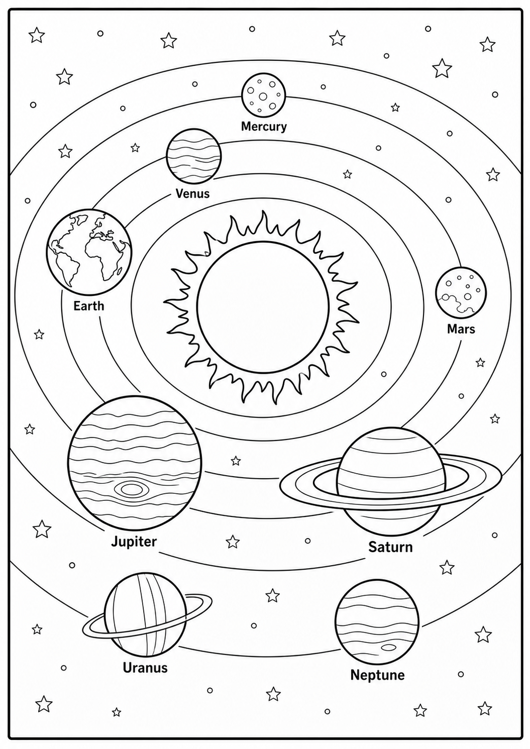 Planeten kleurplaat