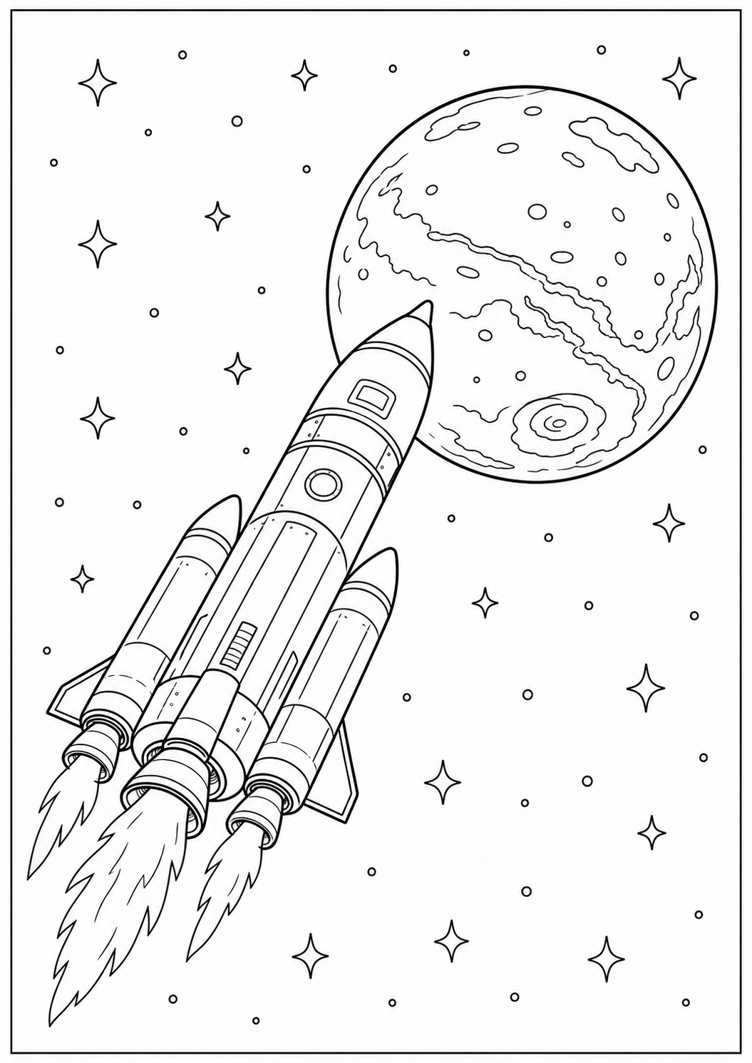 Raket naar Mars kleurplaat
