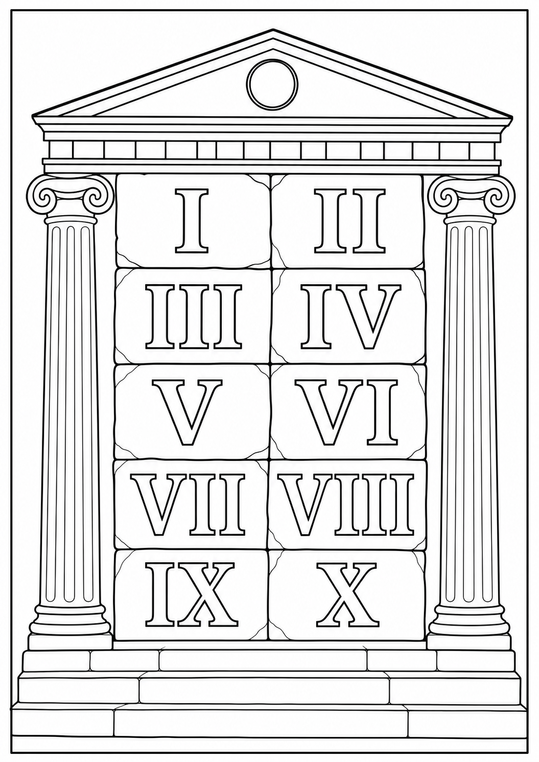 Romeinse cijfers kleurplaat