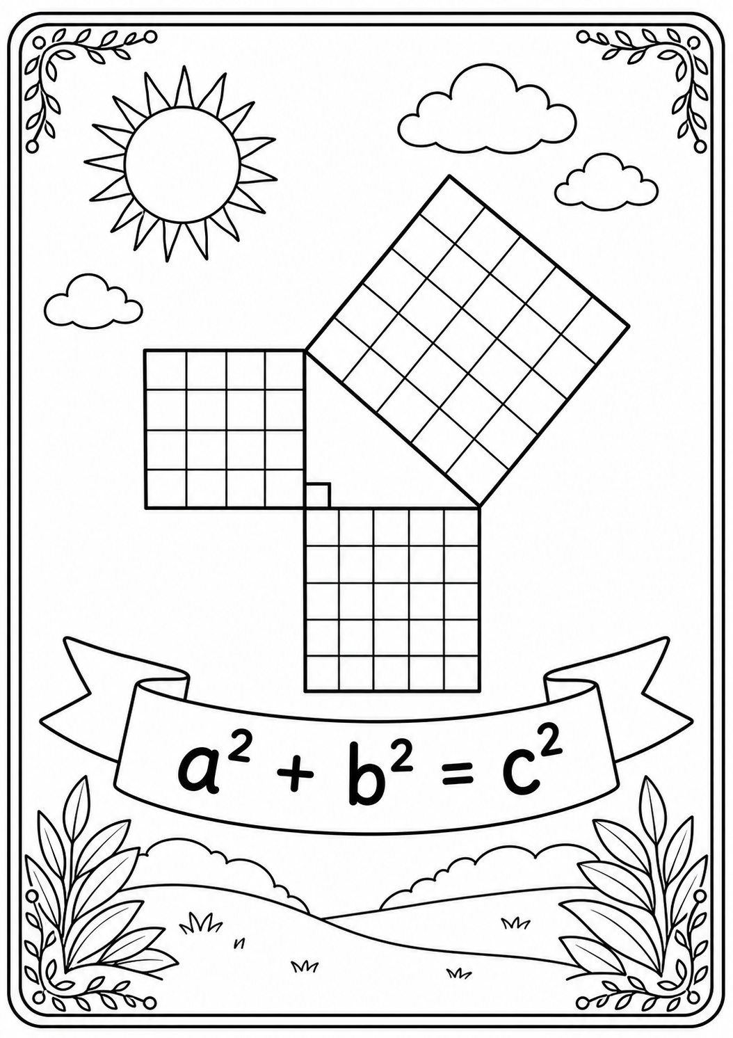 Stelling van Pythagoras kleurplaat