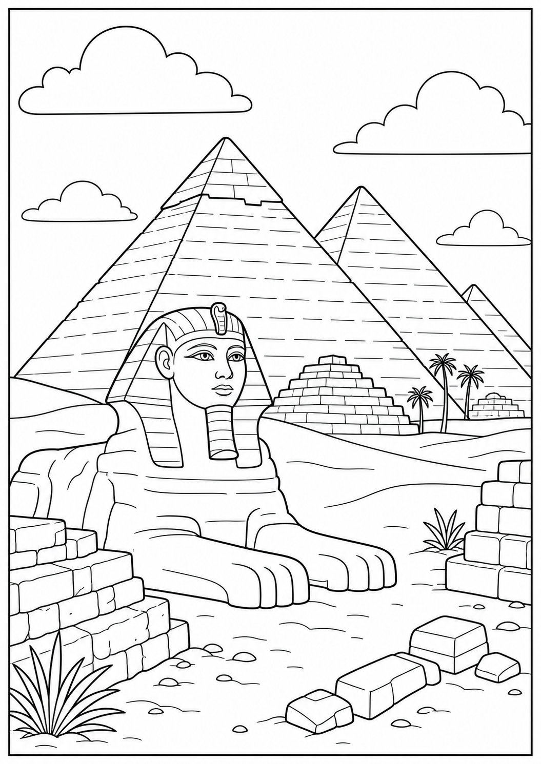 Egypte pyramides kleurplaat
