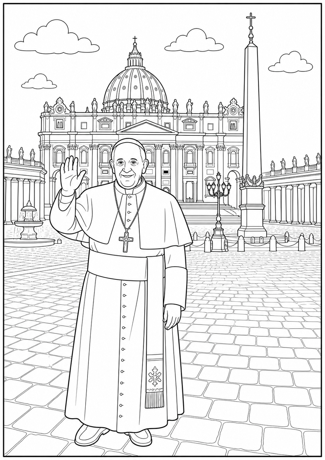 De paus in Rome kleurplaat