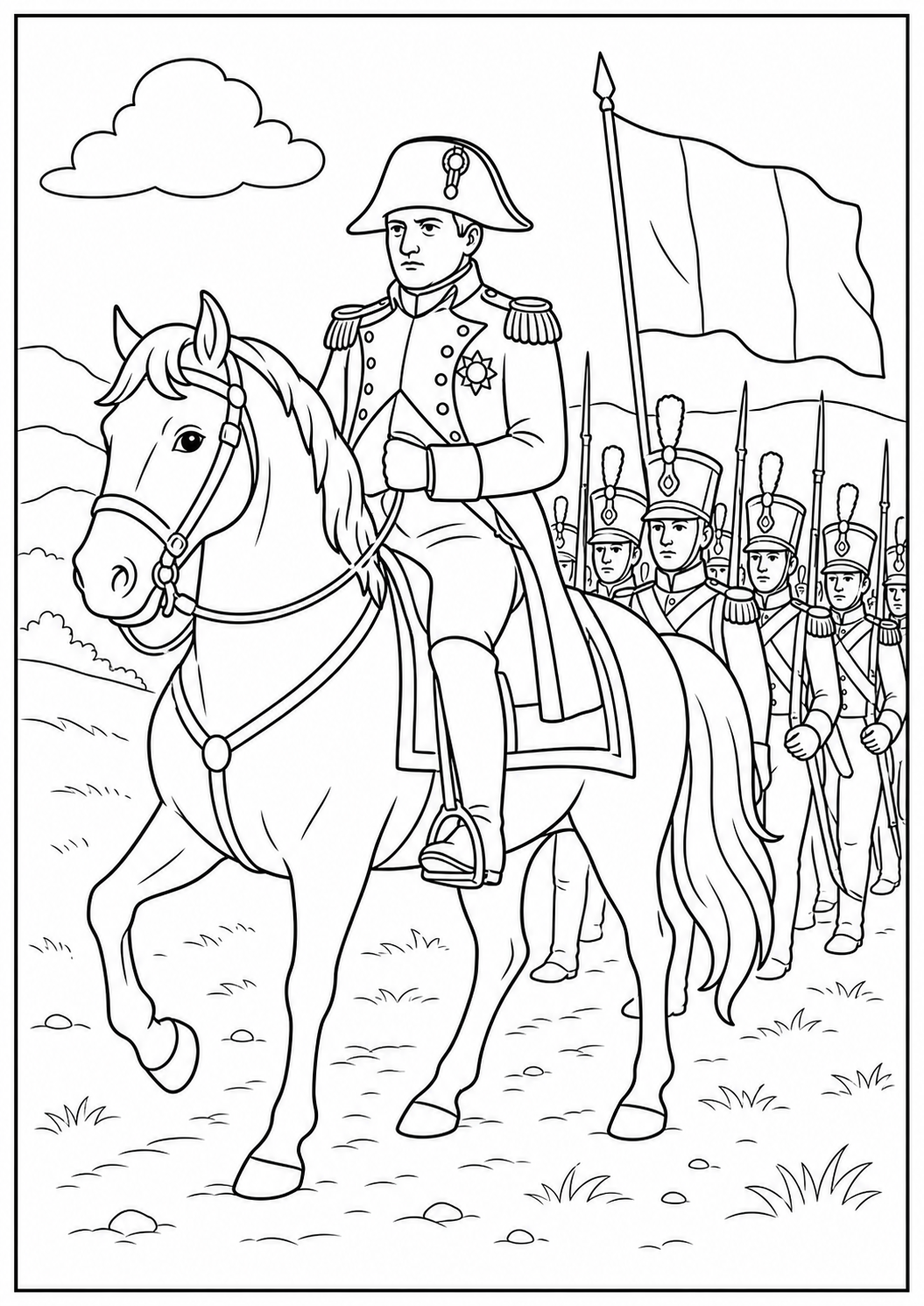 Napoleon op paard kleurplaat