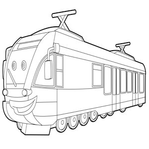 Lachende trein kleurplaat