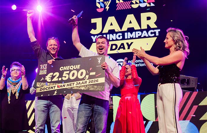 Docenten Tom en Jaco beide winnaar van Impact Docent van het Jaar Award